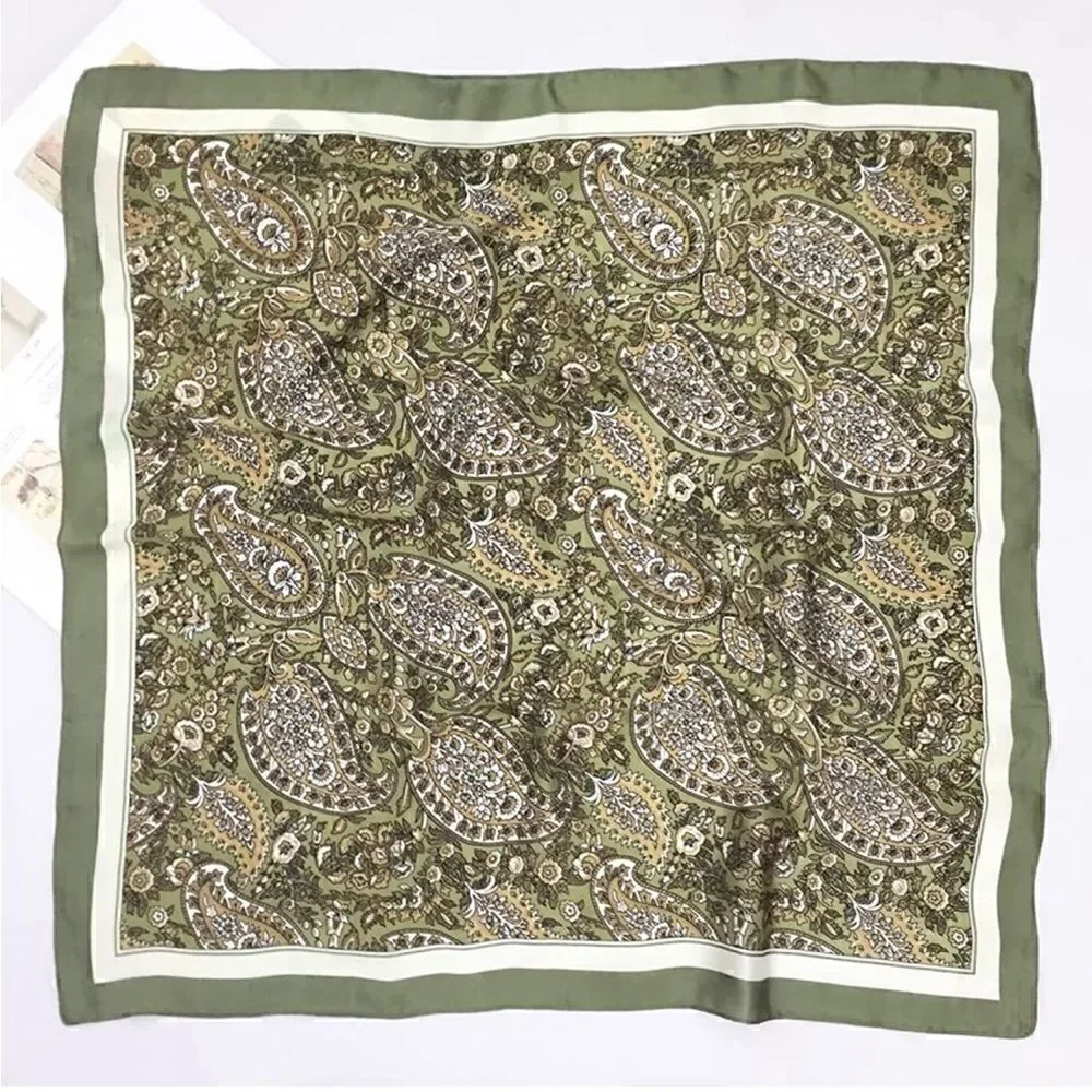 Paisley Green Silky Scarf